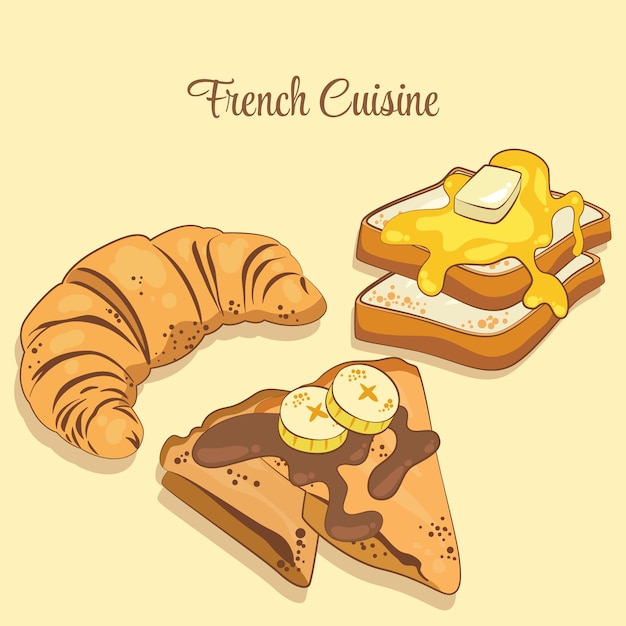 Vector hand drawn french cuisine illustration