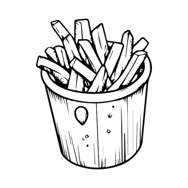 Hand Drawn french fries in doodle style