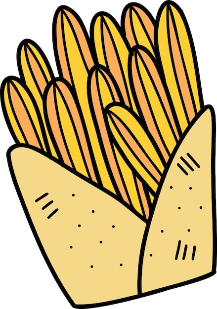 Vector hand drawn french fries illustration