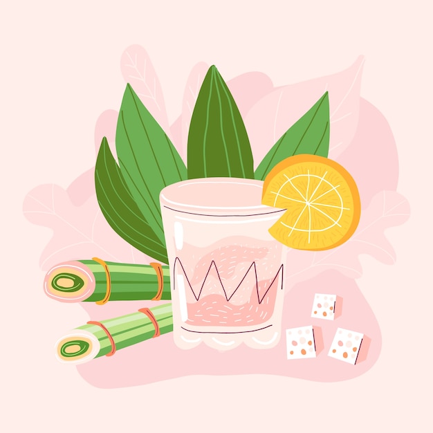 손으로 그린 신선한 cachaça 그림