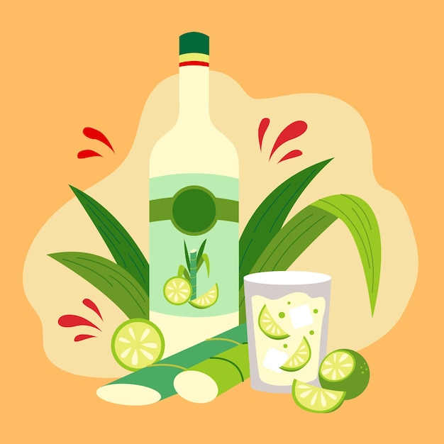 Vector hand drawn fresh cachaça illustration