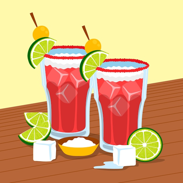 Vector hand drawn fresh michelada illustration