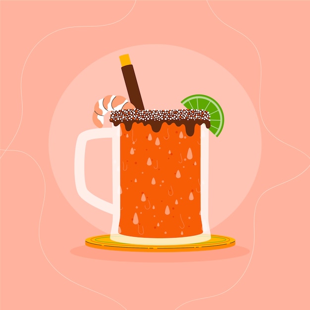 Vettore illustrazione di michelada fresca disegnata a mano