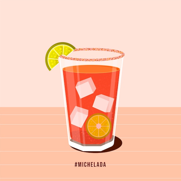 Vector hand drawn fresh michelada illustration