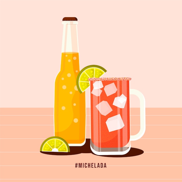 Vettore illustrazione di michelada fresca disegnata a mano