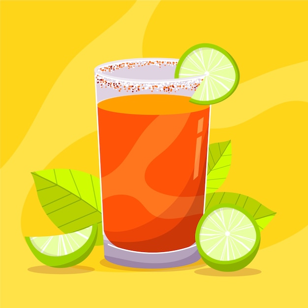 Hand drawn fresh michelada illustration