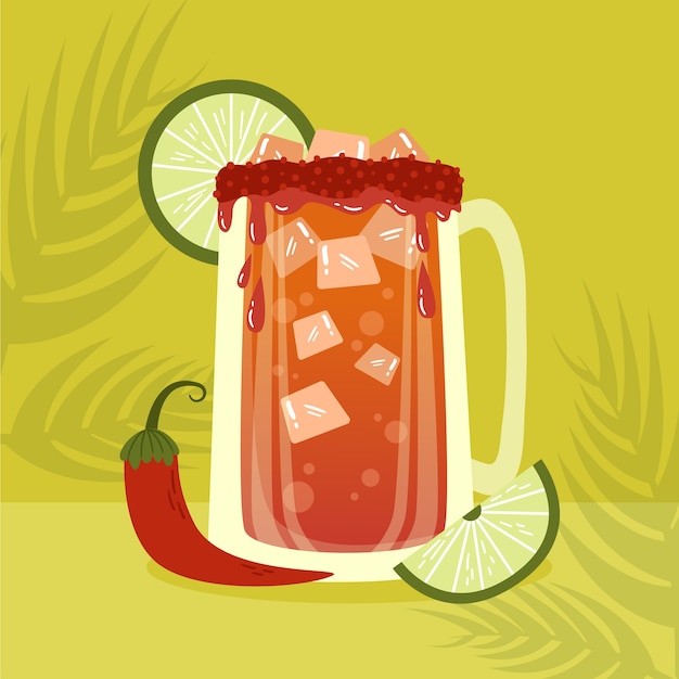 손으로 그린 신선한 michelada 그림