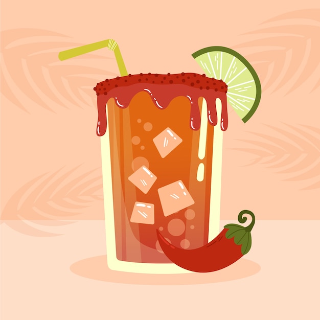 손으로 그린 신선한 michelada 그림