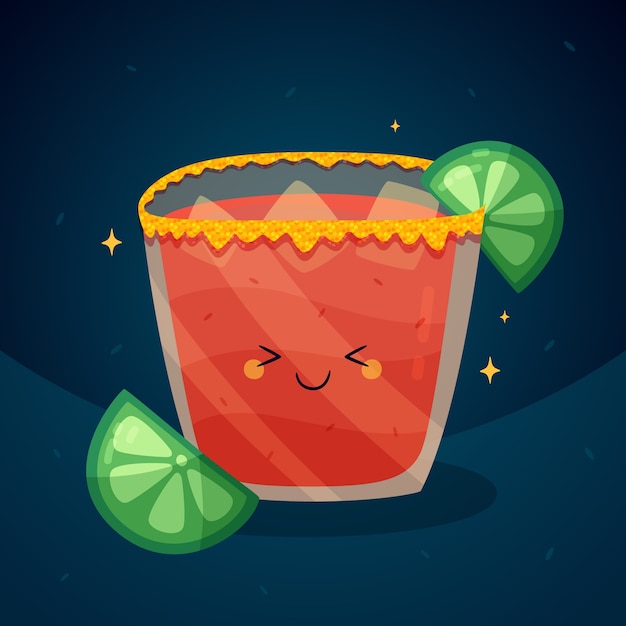 Vector hand drawn fresh michelada illustration