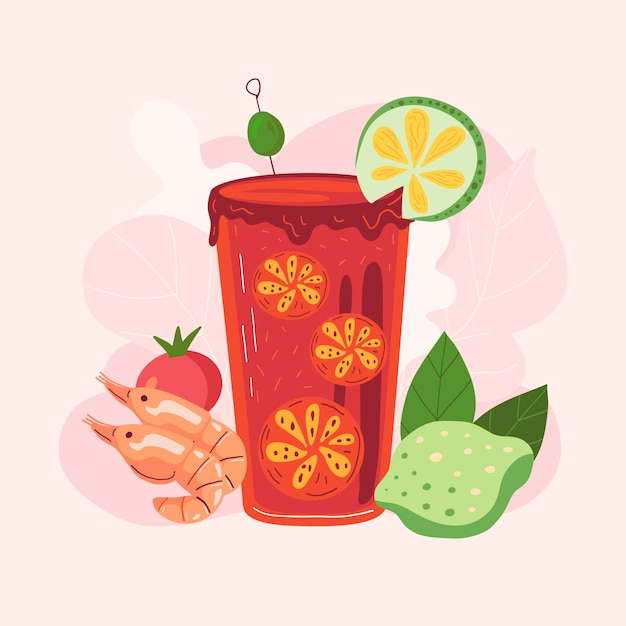 Vector hand drawn fresh michelada illustration