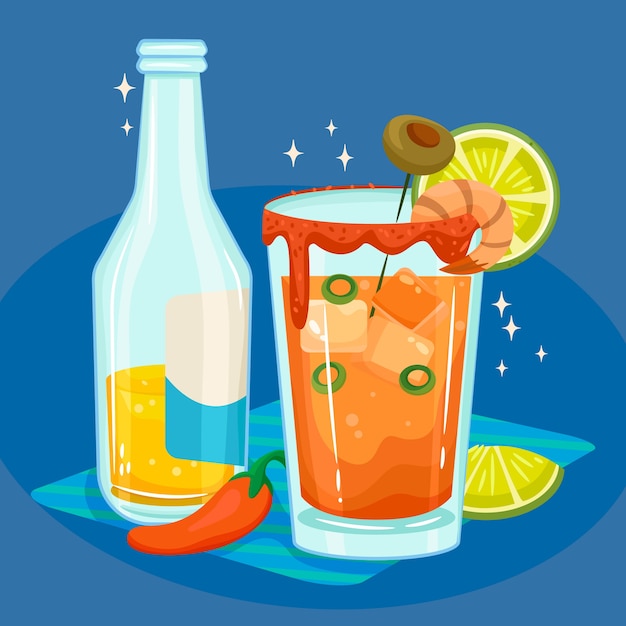 손으로 그린 신선한 michelada 그림