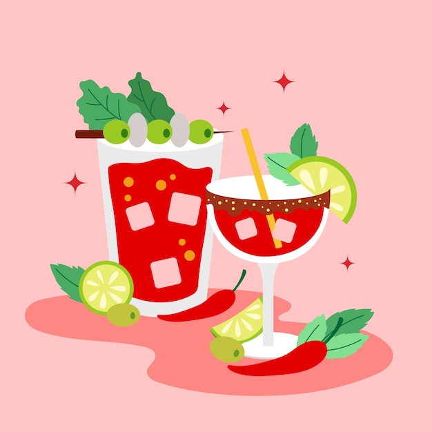 Vector hand drawn fresh michelada illustration