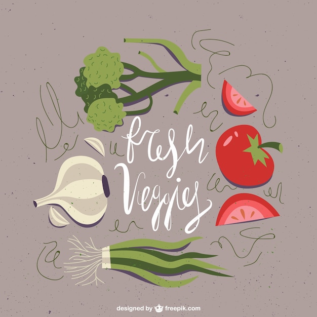 Vector hand drawn fresh veggies