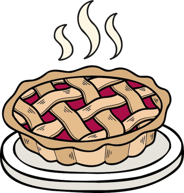 hand drawn freshly baked pie illustration