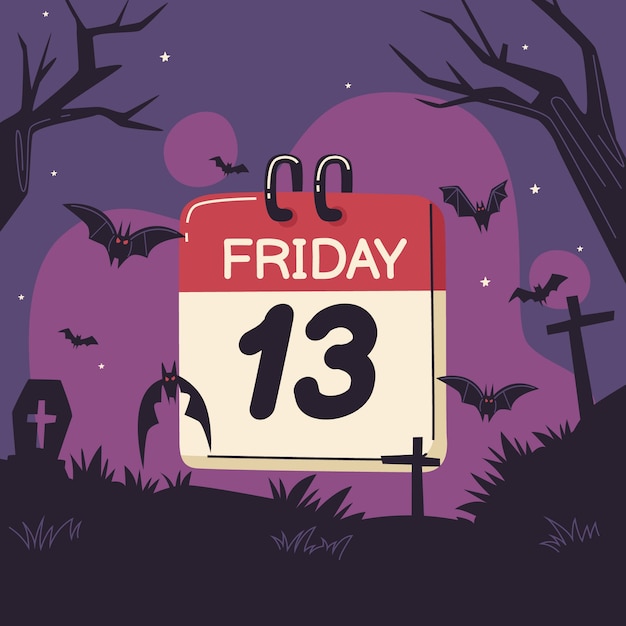 Vector hand drawn friday the 13th illustration