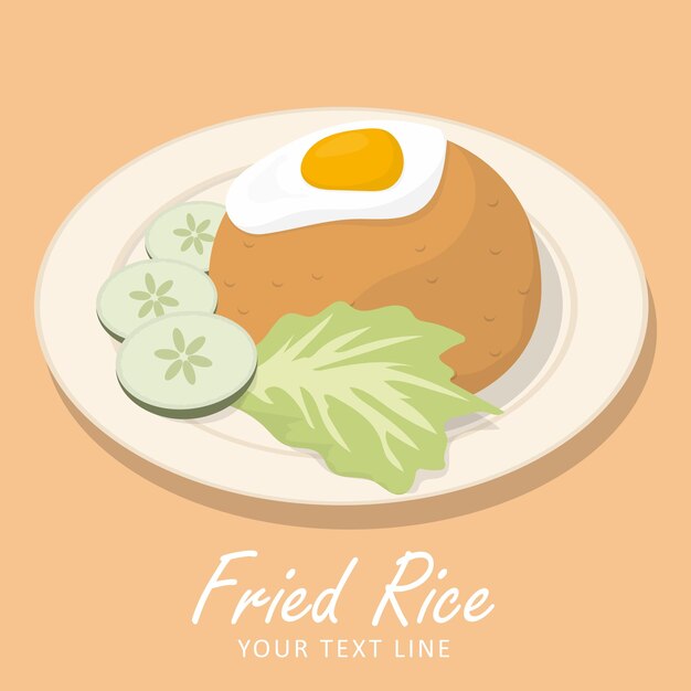 Hand drawn fried rice with egg in vector design