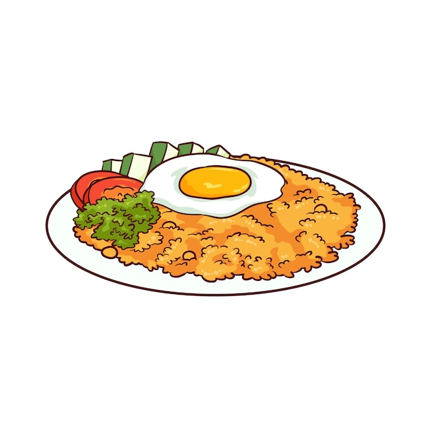 hand drawn fried rice with egg