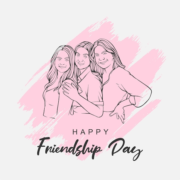 Vector hand drawn friends for friendship day in line art style