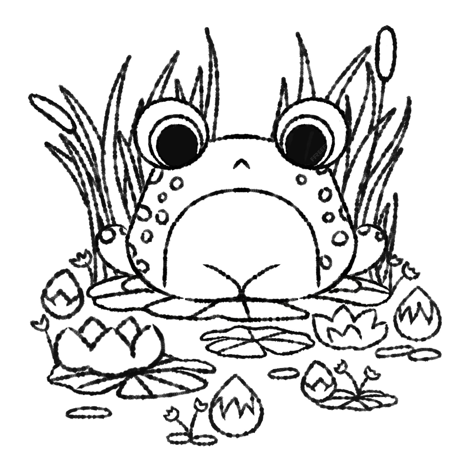 Premium Vector | Hand drawn frog illustration for coloring