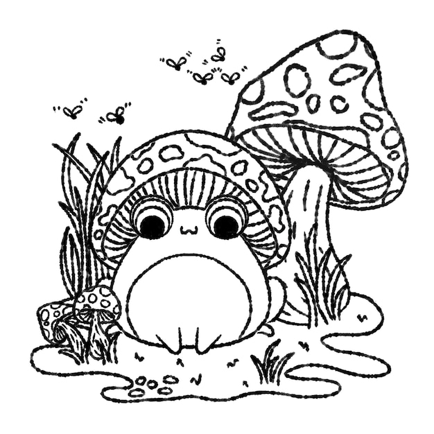 Vector hand drawn frog illustration for coloring