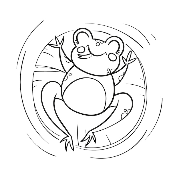 Hand drawn frog outline illustration