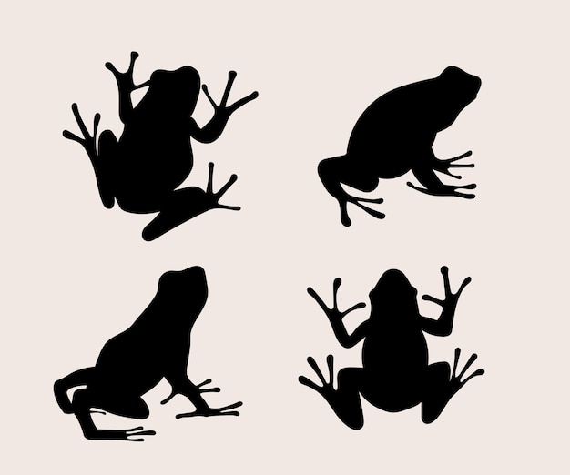 Vector hand drawn frog  silhouette