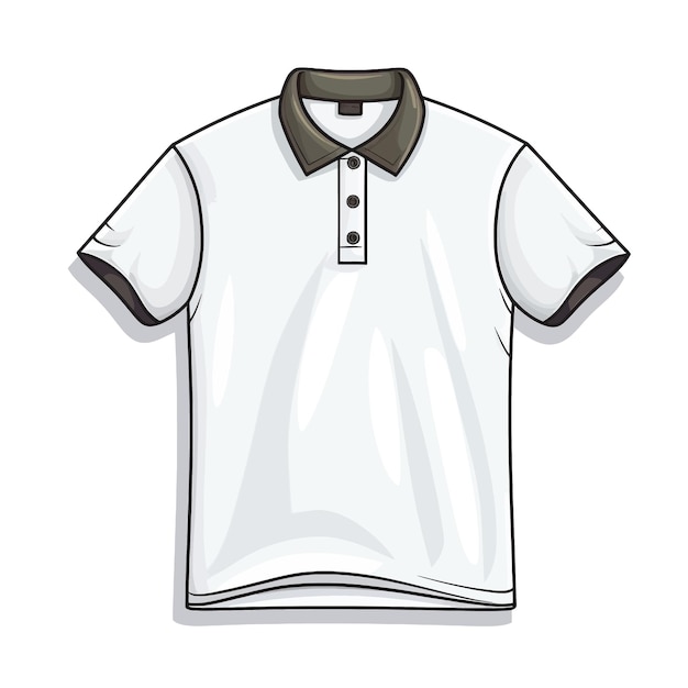 Disegnato a mano la parte anteriore della camicia polo di base è illustrata da cartoni animati vettoriali a sfondo bianco