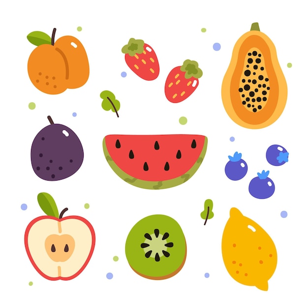 Raccolta di frutta disegnata a mano