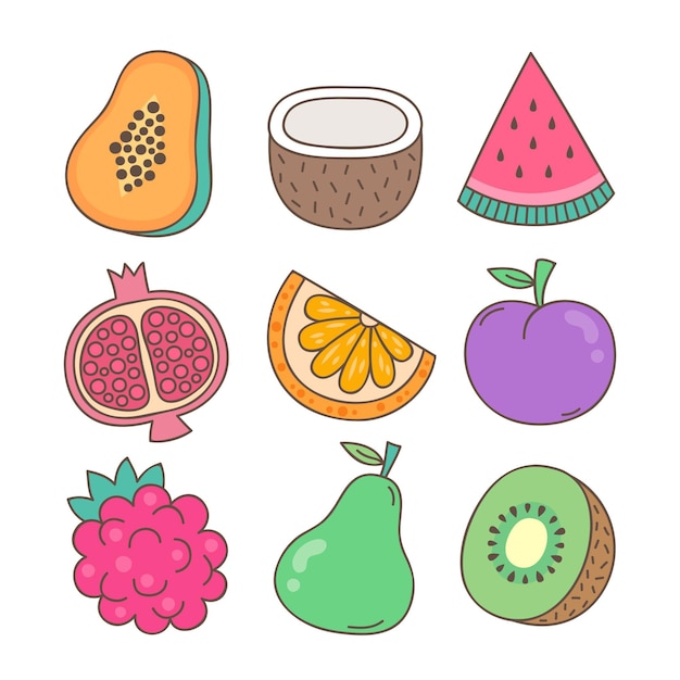 Vector hand drawn fruit collection