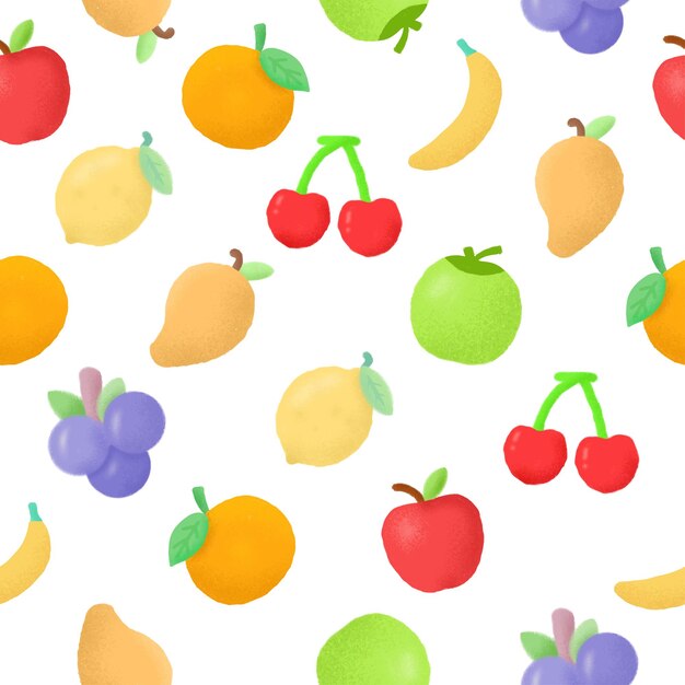 hand drawn fruit cute seamless pattern