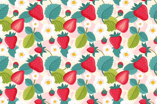 Hand drawn fruit and floral design pattern