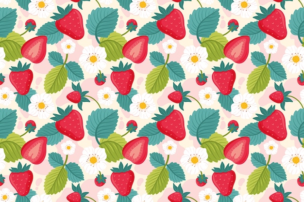 Vector hand drawn fruit and floral design pattern