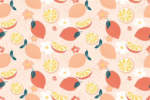 Hand drawn fruit and floral pattern design