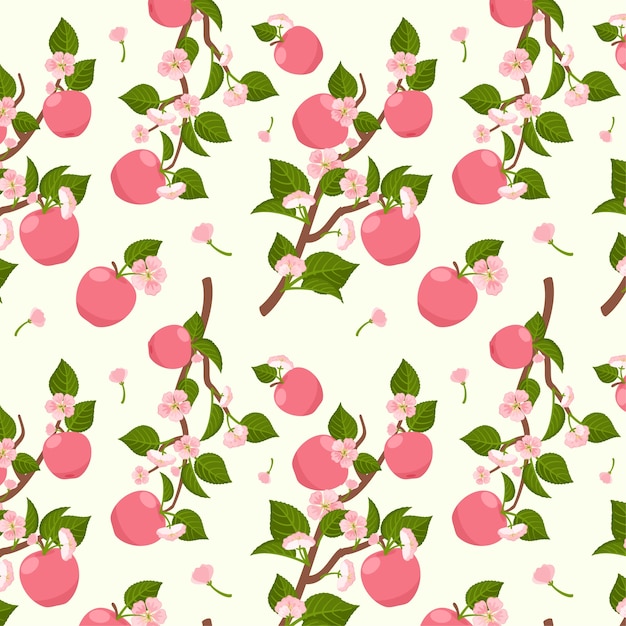 Hand drawn fruit and floral pattern design