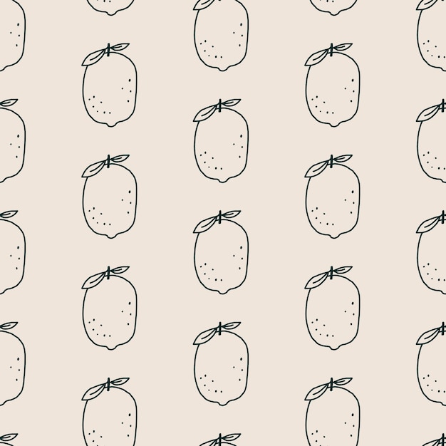 ベクトル 手描いたフルーツ・レモンのミニマルパターン