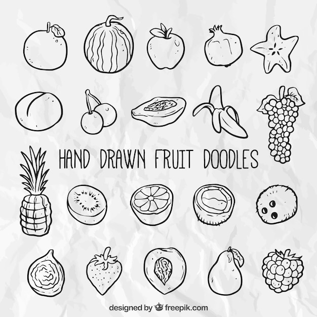 Hand drawn fruit set