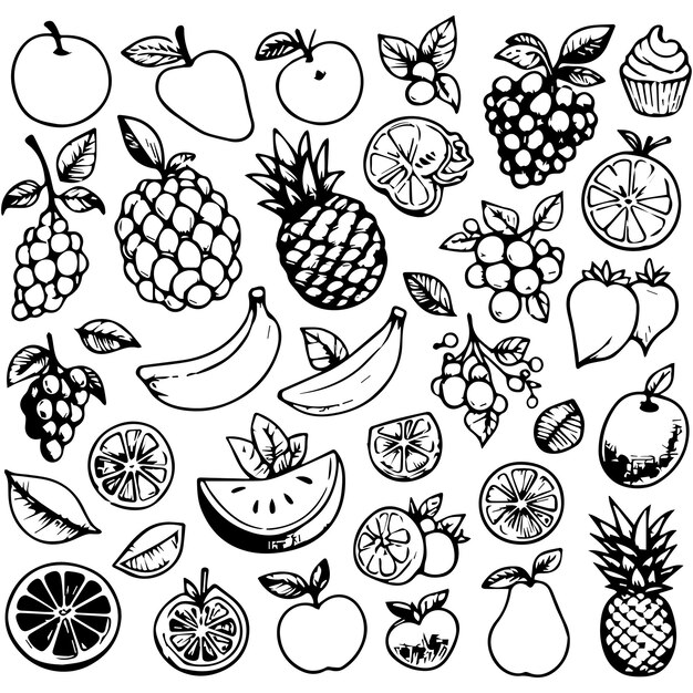 hand drawn fruits elements