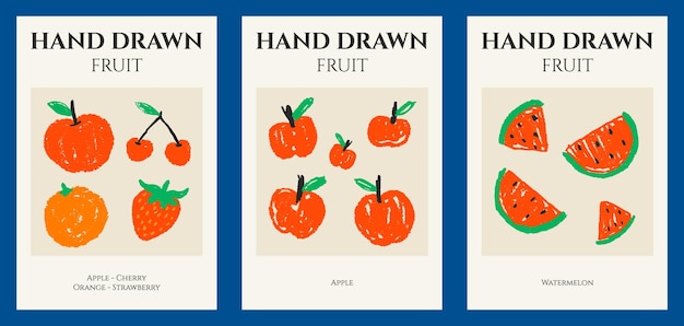 손으로 그린 과일 포스터 일러스트 디자인