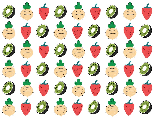 Hand drawn fruits and vegetables seamless pattern background. abstract doodle organic food pattern.