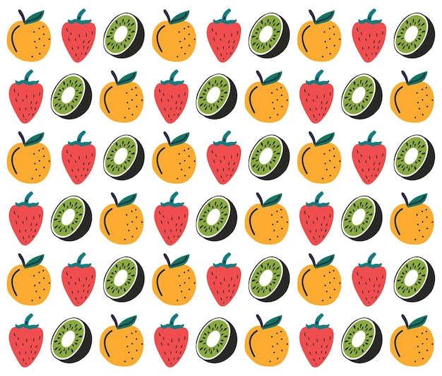 Hand drawn fruits and vegetables seamless pattern background. Abstract doodle organic food pattern.