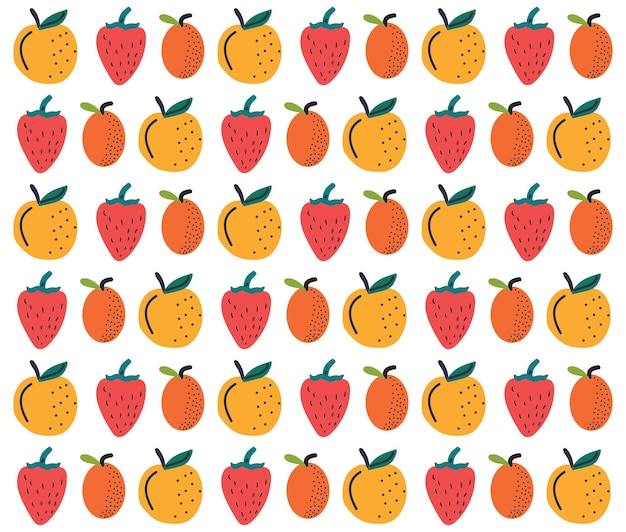 Hand drawn fruits and vegetables seamless pattern background. Abstract doodle organic food pattern.