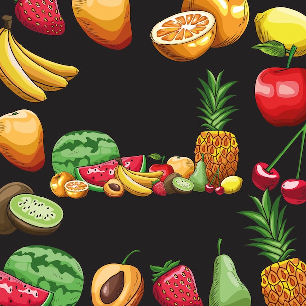 hand drawn fruits