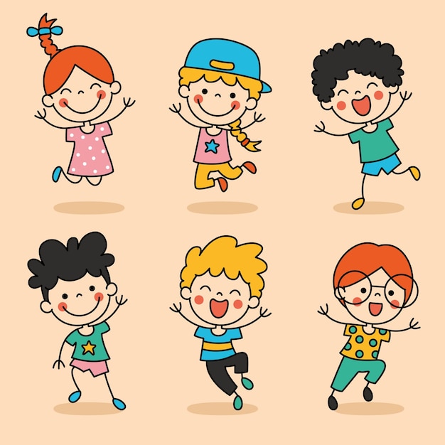 Vector hand drawn funny cartoon children