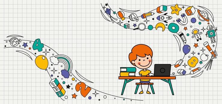 Vector hand drawn funny cartoon student
