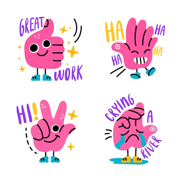 Hand drawn funny sticker collection