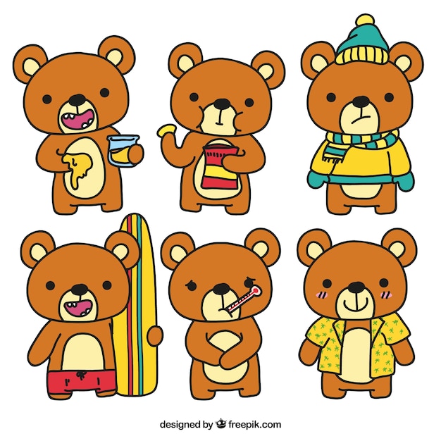 Vector hand drawn funny teddy bear