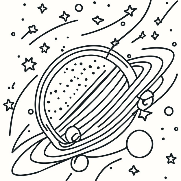 Vettore sfondo galassia disegnato a mano o disegno di sfondo di copertina di un fumetto divertente