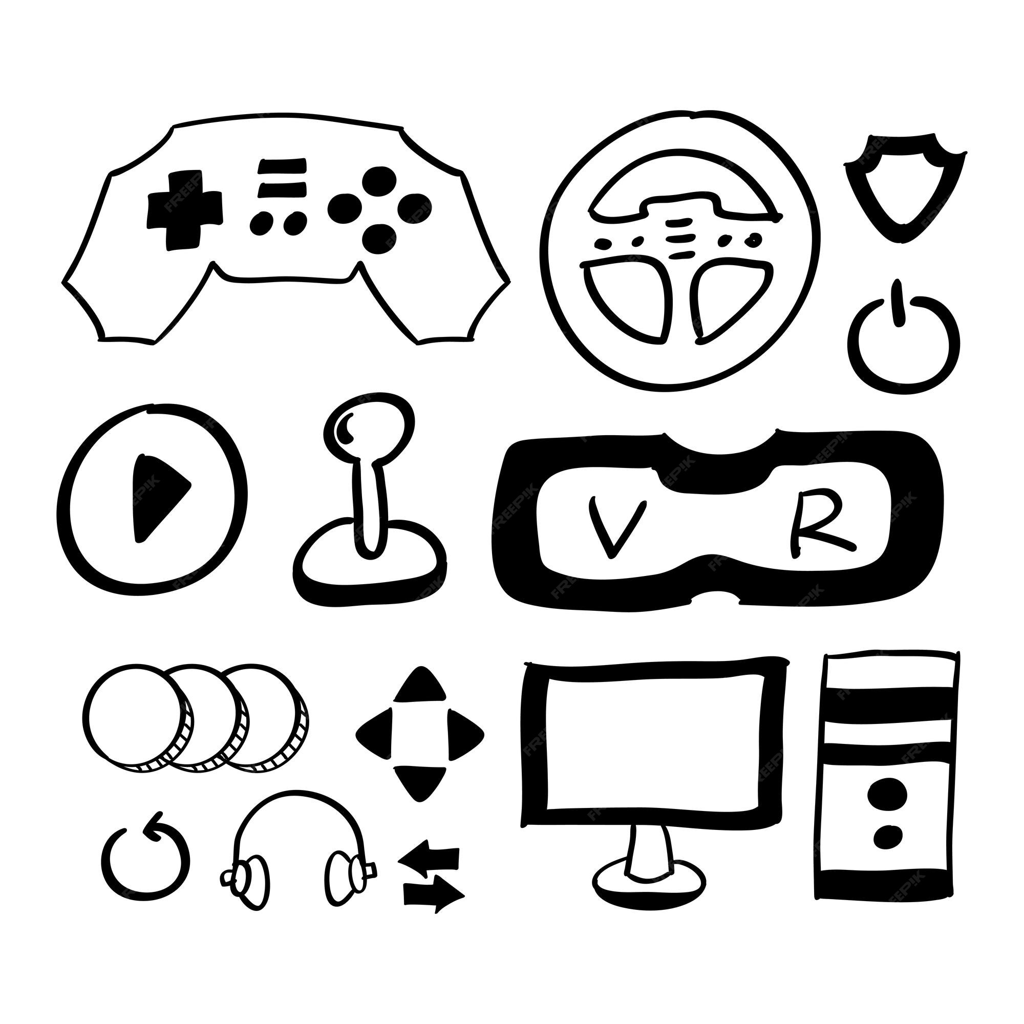 Game doodles. Hand drawing of Game. Stock Vector