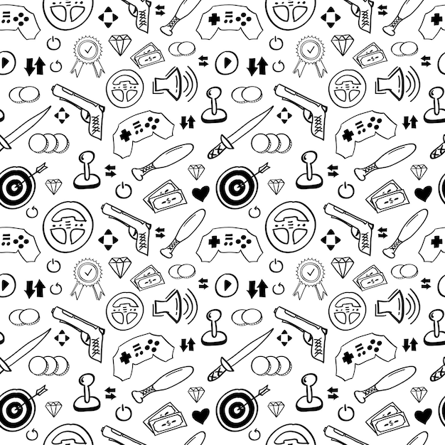 Premium Vector  Hand drawn game seamless pattern