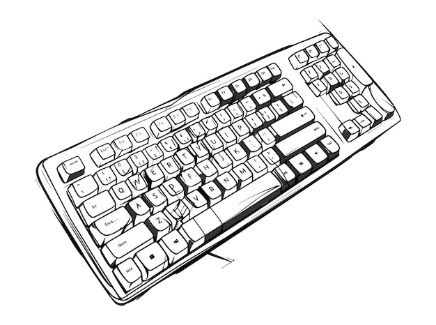 Hand drawn Gaming keyboard vector illustration